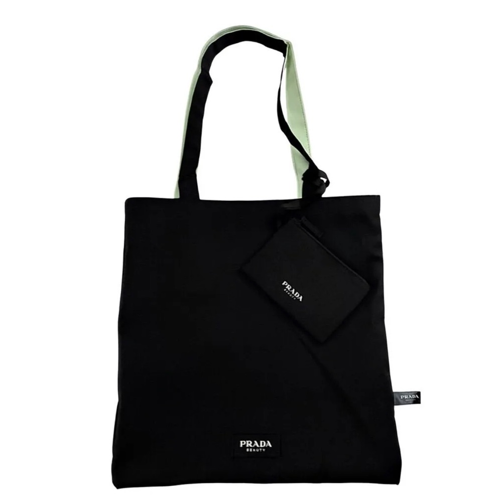 PRADA GWP VIP Black Green Reversable Tote Bag with baby pouch